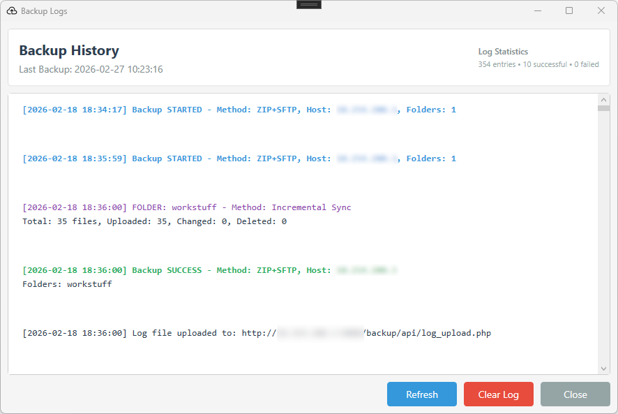 SSH Backup Logs