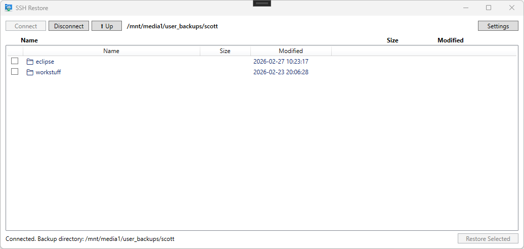 SSH Restore Main Window