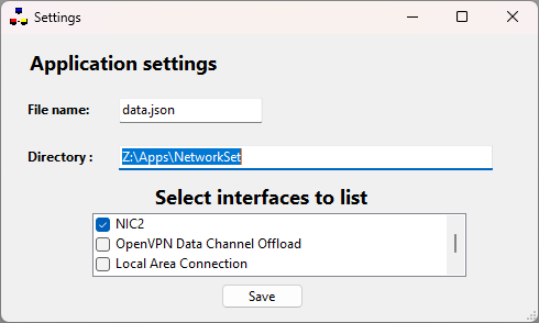NetworkSet Settings