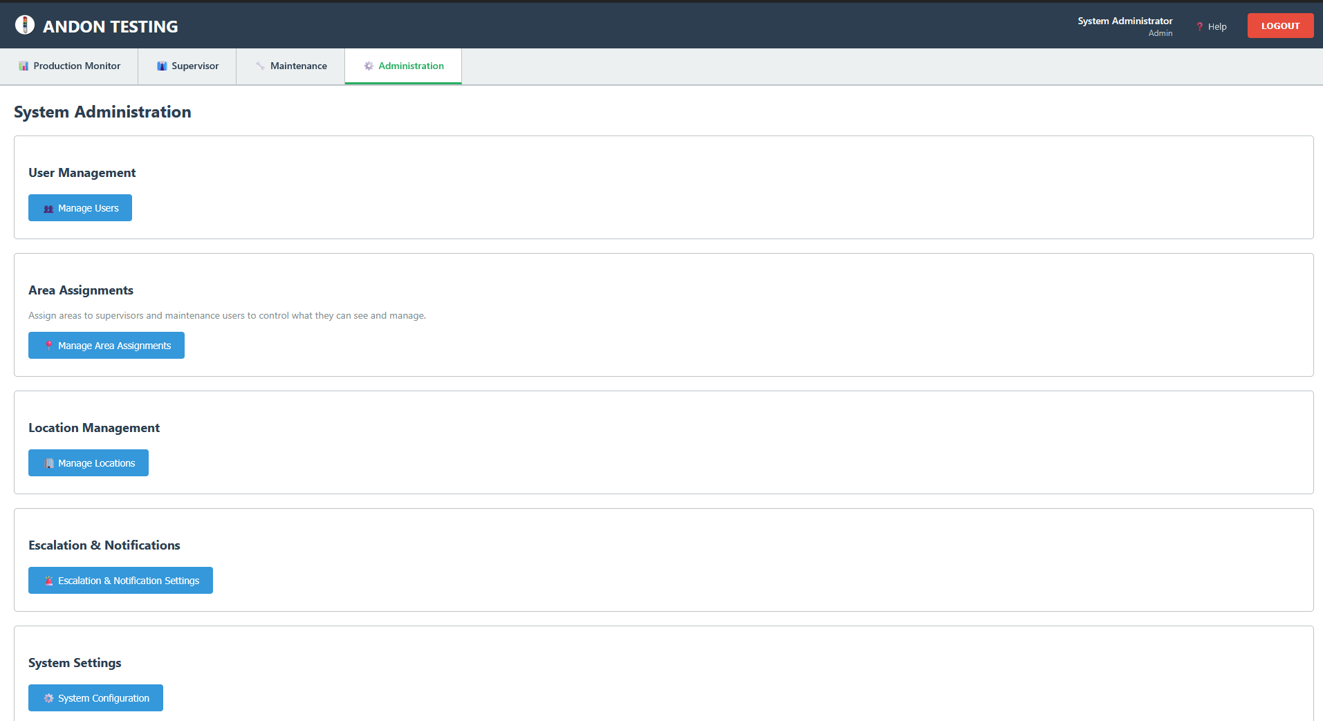 Andon Admin Panel